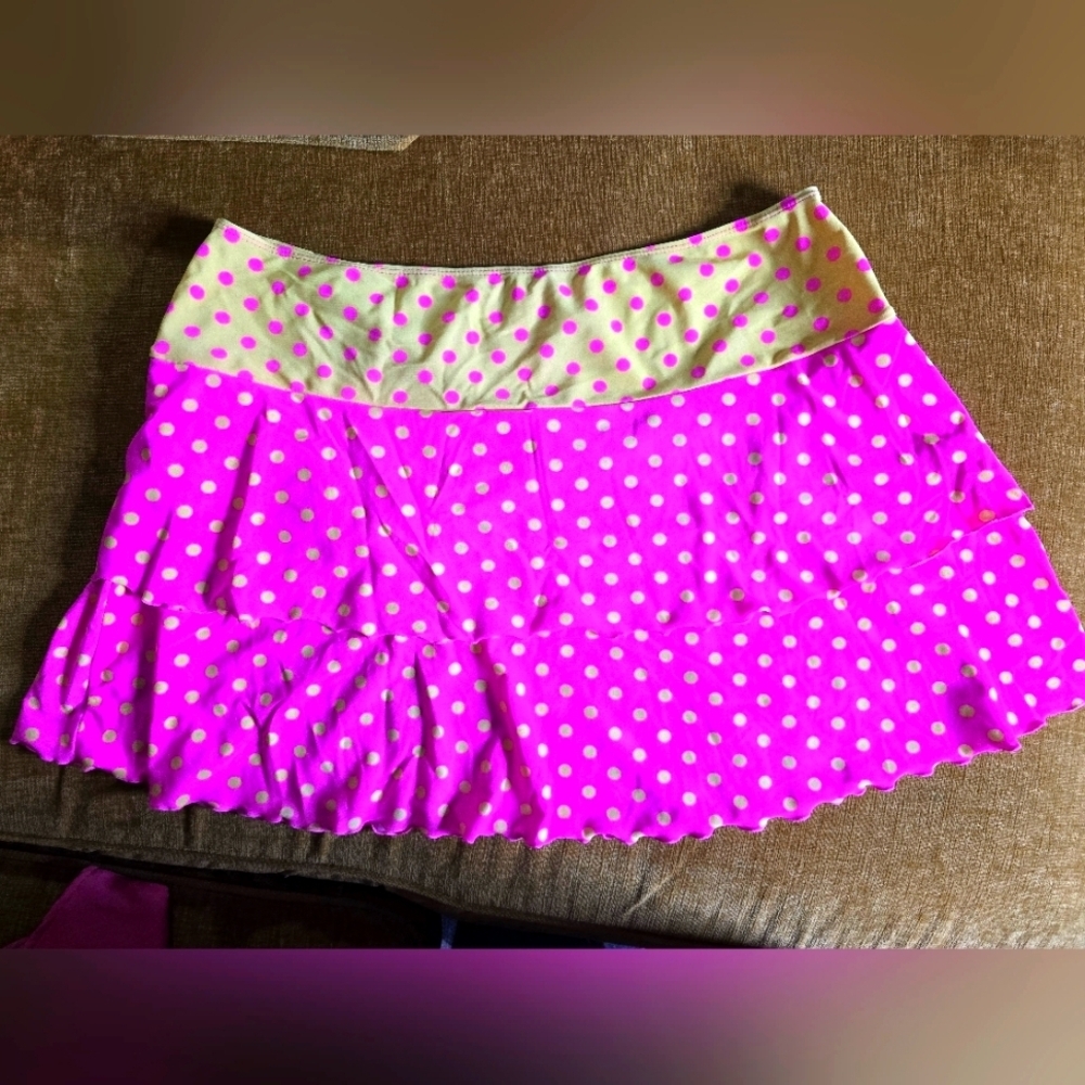 Deb Pink and Yellow Polka Dot Swim Covwr Up Skirt